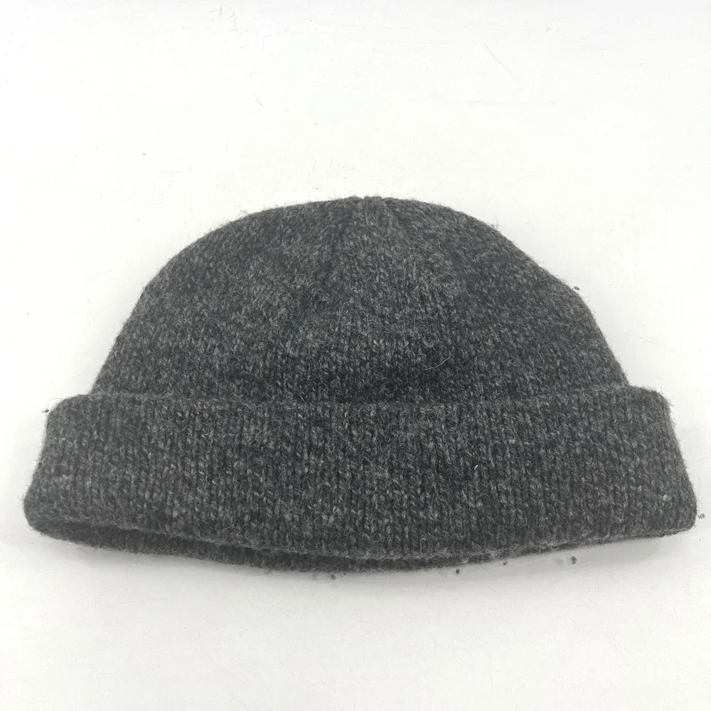 L.L. Bean Beanie Mens OSFA Gray Watch Cap Lambswool Fleece Lined 252063 Knit Hat